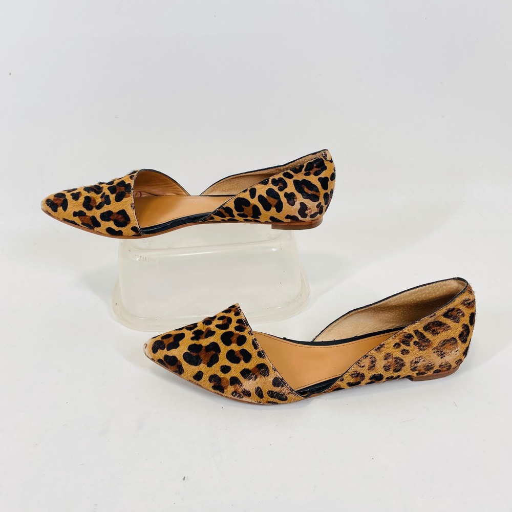 J.Crew Leopard Print Calf Hair d'Orsay Pointed Toe Flats F5317 Womens 7 Brown - Picture 4 of 10